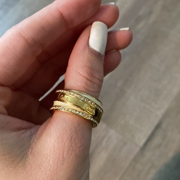 Coach Gold-Plated Ring with Crystals & White Enamel - Picture 2 of 4